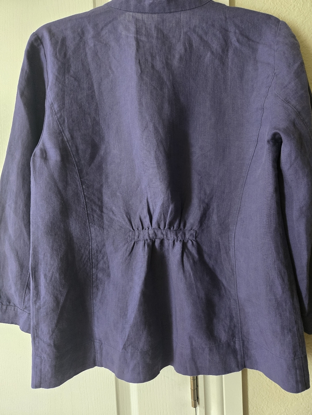 Purple Button-Front Linen Jacket Shirt Eileen Fisher Xs 3/4 Sleeves - Picture 4 of 10